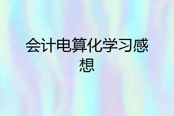 会计电算化学习感想