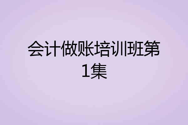 会计做账培训班第1集