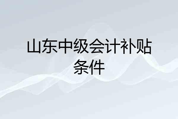 山东中级会计补贴条件