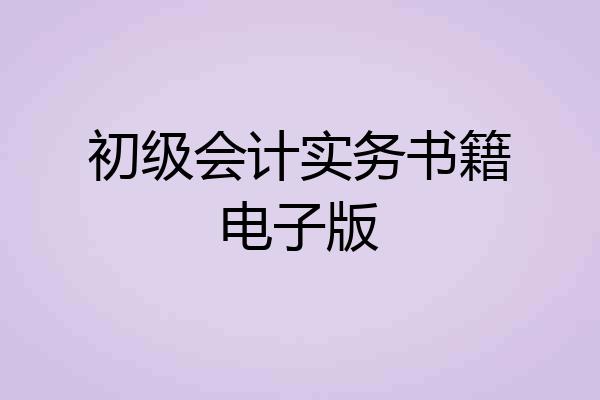 初级会计实务书籍电子版