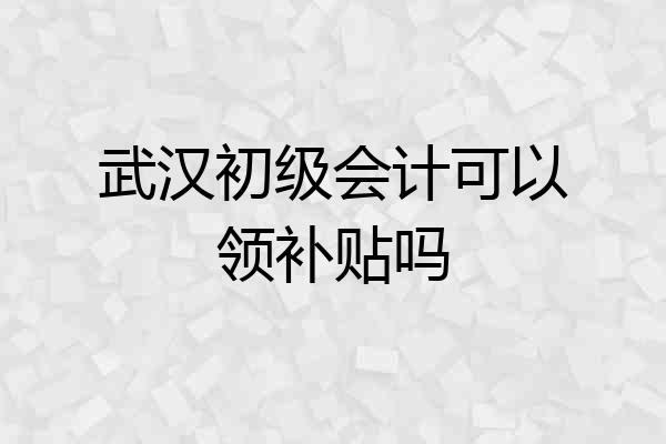 武汉初级会计可以领补贴吗