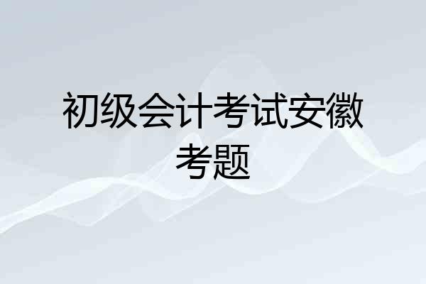 初级会计考试安徽考题