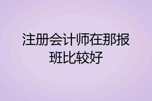 注册会计师在那报班比较好