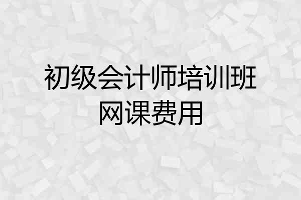 初级会计师培训班网课费用