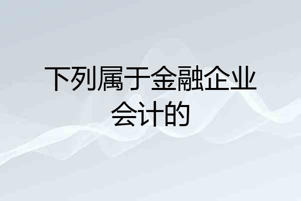 下列属于金融企业会计的