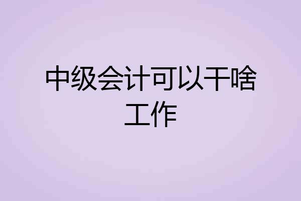 中级会计可以干啥工作