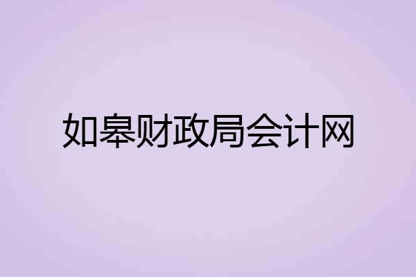 如皋财政局会计网