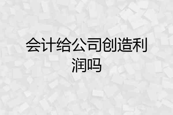 会计给公司创造利润吗