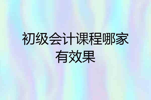 初级会计课程哪家有效果