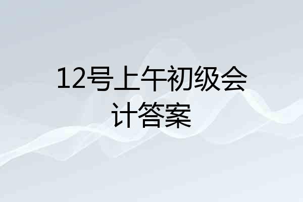 12号上午初级会计答案