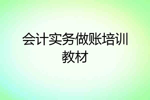 会计实务做账培训教材