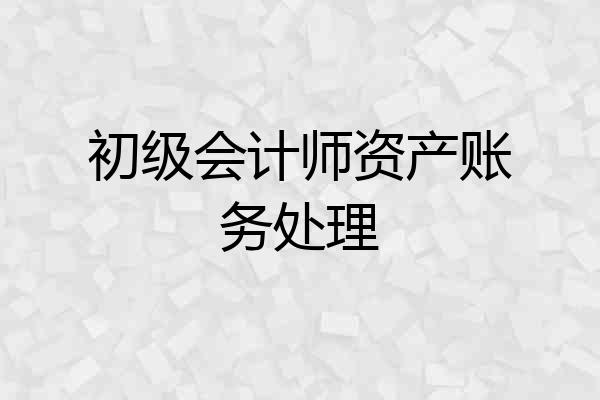 初级会计师资产账务处理