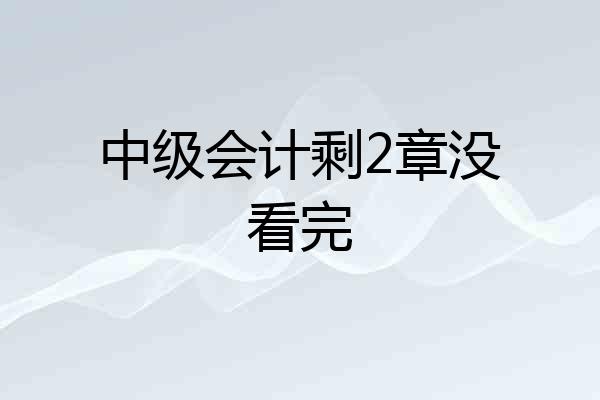 中级会计剩2章没看完
