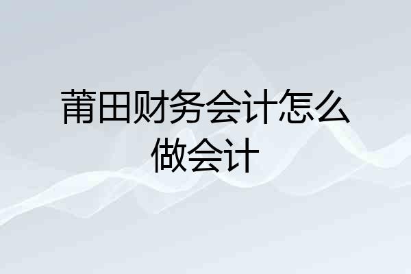 莆田财务会计怎么做会计