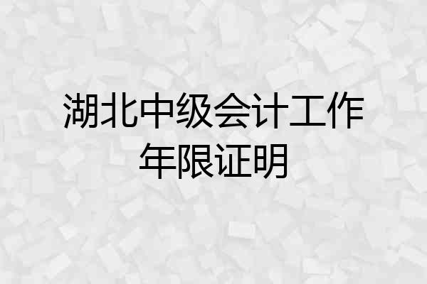 湖北中级会计工作年限证明