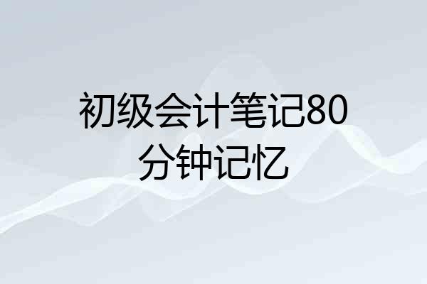 初级会计笔记80分钟记忆