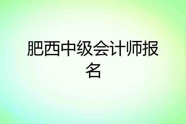 肥西中级会计师报名