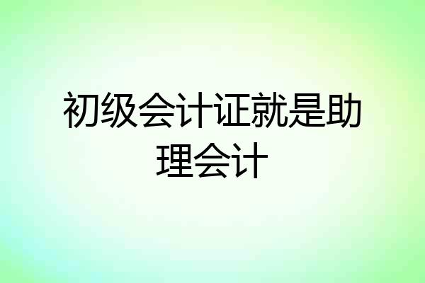 初级会计证就是助理会计