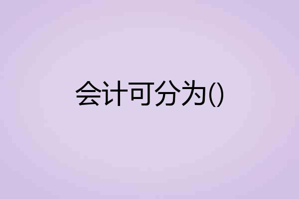 会计可分为()