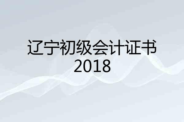 辽宁初级会计证书2018