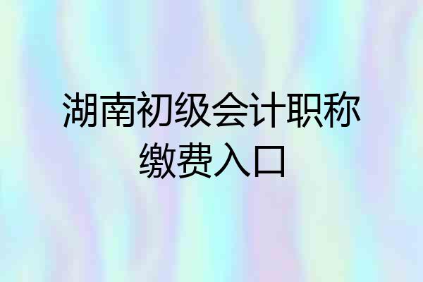 湖南初级会计职称缴费入口