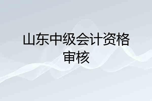 山东中级会计资格审核