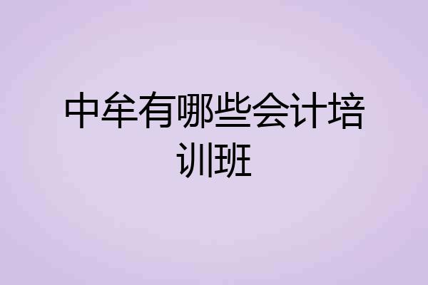 中牟有哪些会计培训班