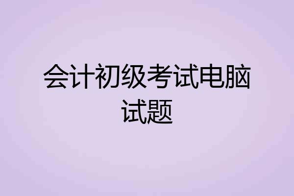 会计初级考试电脑试题