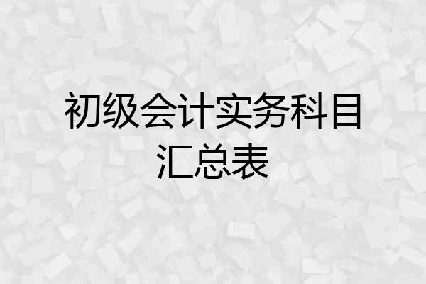 初级会计实务科目汇总表