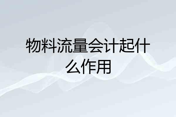 物料流量会计起什么作用