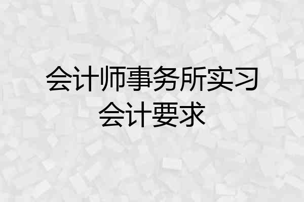 会计师事务所实习会计要求