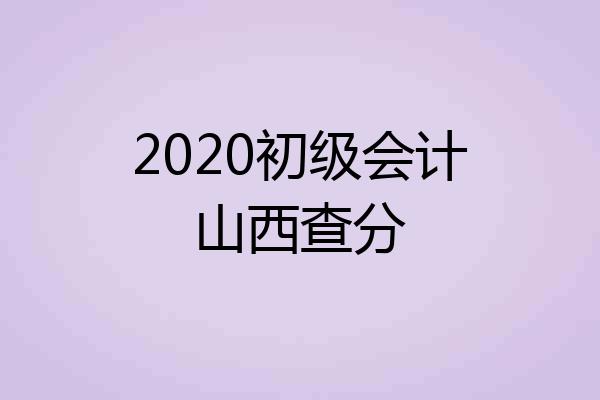 2020初级会计山西查分
