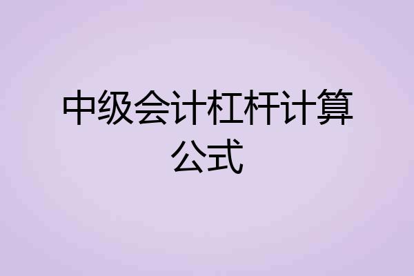 中级会计杠杆计算公式