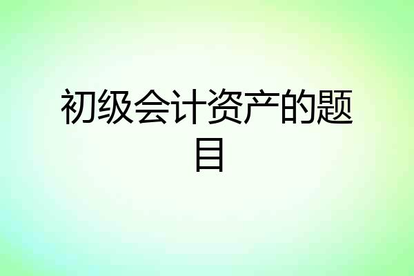 初级会计资产的题目