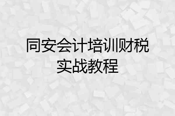 同安会计培训财税实战教程