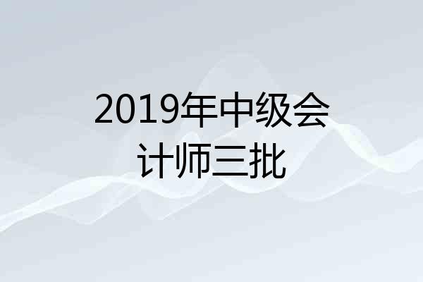 2019年中级会计师三批