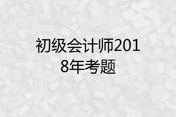 初级会计师2018年考题