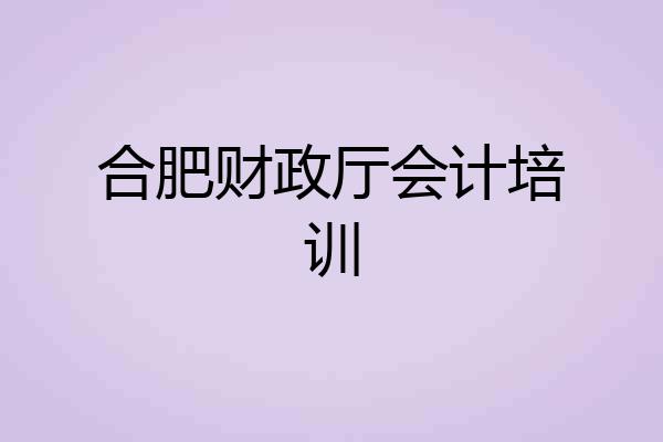 合肥财政厅会计培训