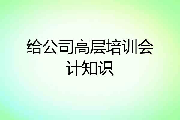 给公司高层培训会计知识