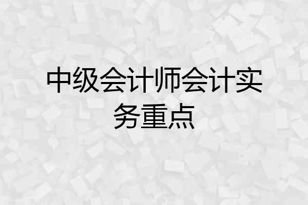 中级会计师会计实务重点