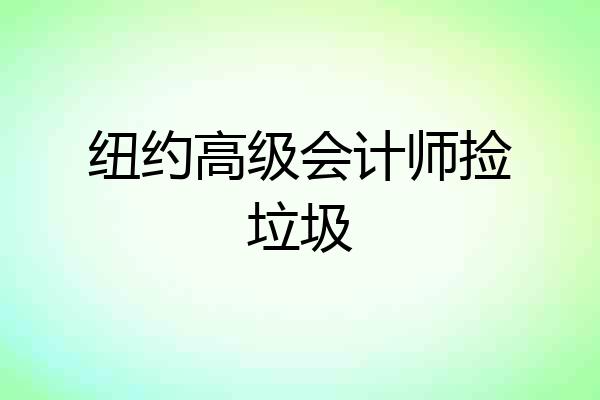 纽约高级会计师捡垃圾