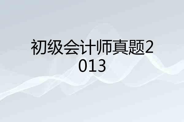 初级会计师真题2013