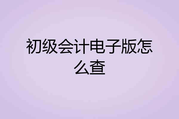 初级会计电子版怎么查
