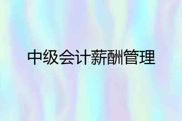 中级会计薪酬管理