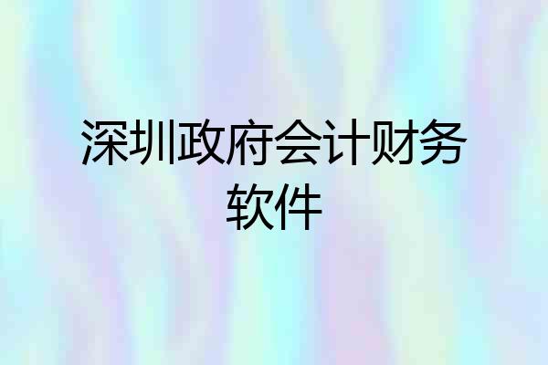 深圳政府会计财务软件