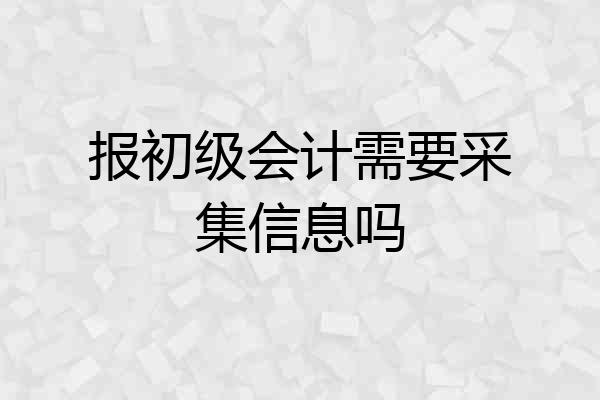 报初级会计需要采集信息吗