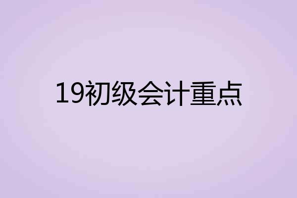 19初级会计重点