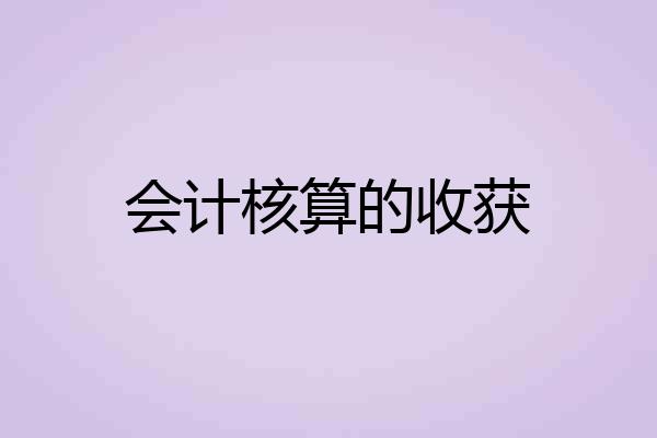 会计核算的收获