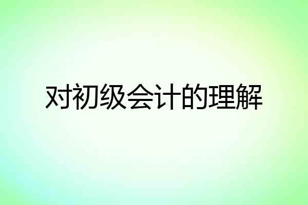 对初级会计的理解