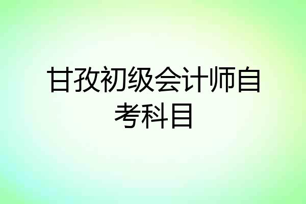 甘孜初级会计师自考科目